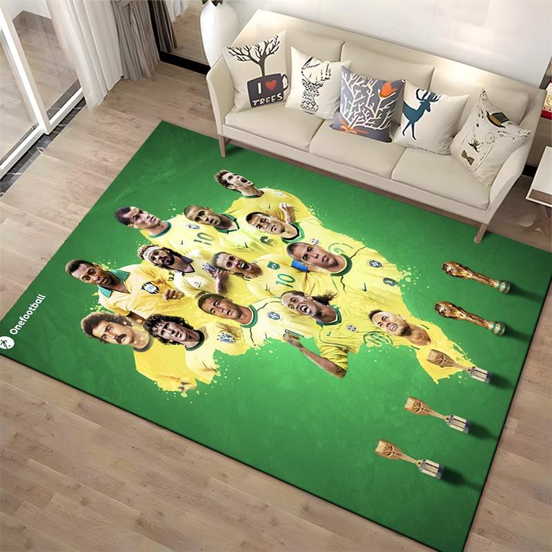 Soccer Team Trophy Designed Floor Mat, Suitable As a Non-slip Mat for the Living Room or Bedroom Sofa