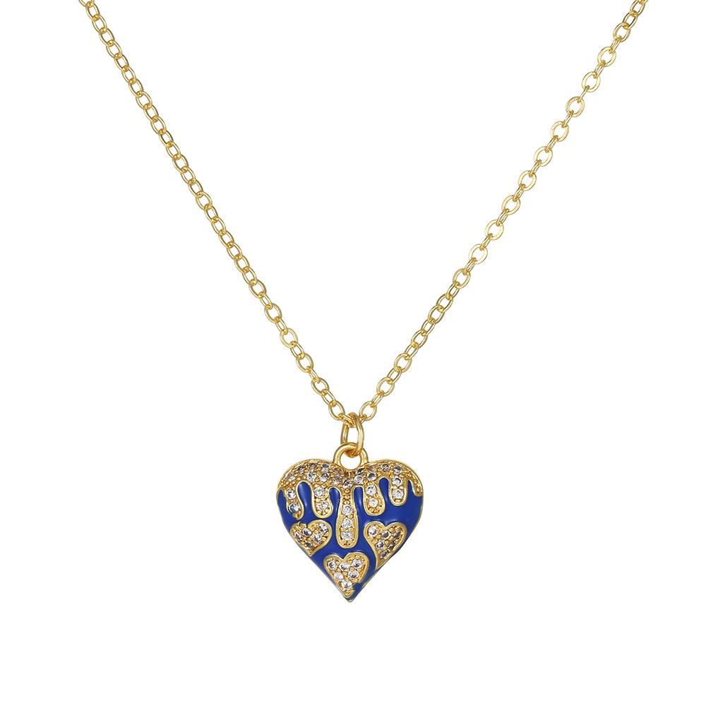 Elegant Copper Zircon Heart Pendant Necklace for Women – Light Luxury Style Versatile Sweater Chain