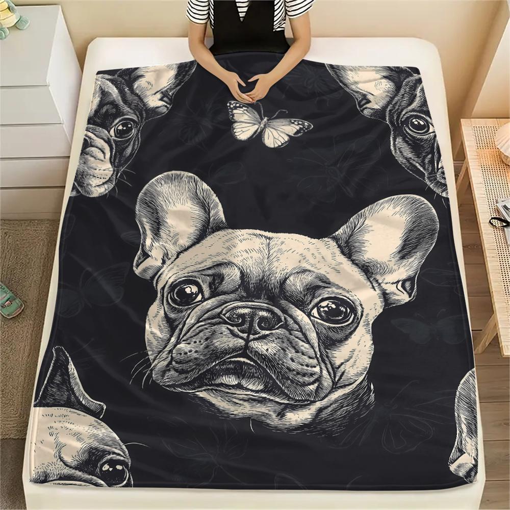 Cartoon Images of Cats Dogs Print Flannel Blanket,High Quality Comfortable for All Seasons,Home Decor,Warmth and Comfort,Perfect for Christmas Gifts