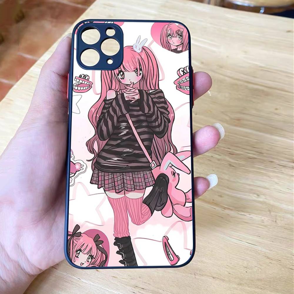 Angel tsundere girl anime cute frosted Shockproof For iPhone 16 15 11 12 13 14 Pro Max X XR XSMAX Mini Phone Case