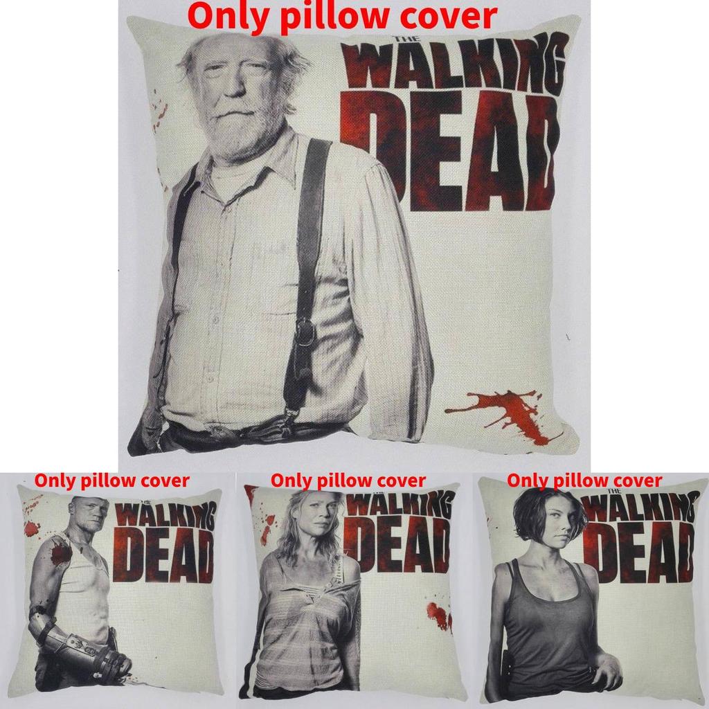 Premium Grey Linen Walking Dead Sofa Pillow Case For Fans Of Zombie Series 45x45cm