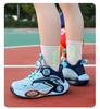 Babudou Boys' Autumn Leather Breathable Sneakers - Mid-Large Child Basketball Shoes with Rotary Button, Ideal for Running.