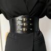 Slimming Body All-match Elastic Waist Strap Wide Waistband PU Leather Cummerbund Skirt Decorations