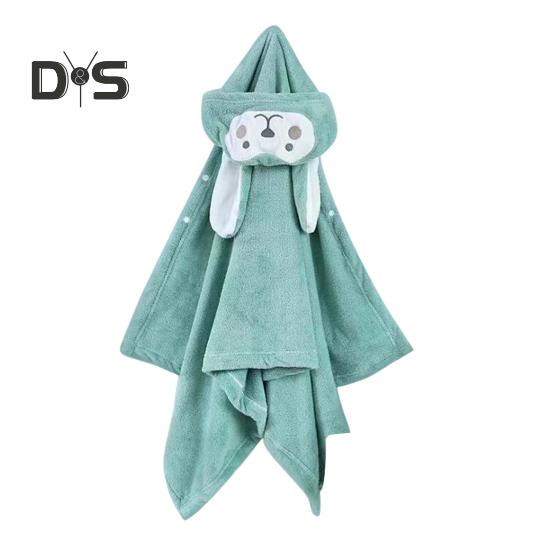 

Детское полотенце с капюшоном, застегивающееся на пуговицы, впитывающий банный халат с изображением животных из мультфильмов, коралловый бархатный плащ, полотенце для девочек, мальчиков, малышей, для домашнего использования в бассейне 1pc зелёный