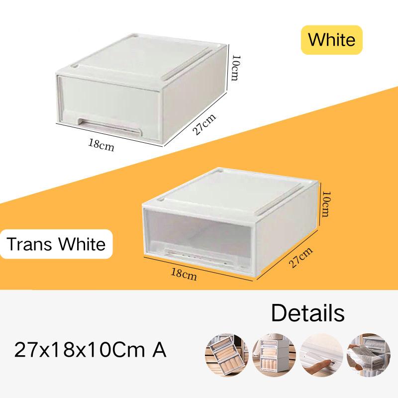 Household Stacking Storage Drawer Boxes Large Capacity Wardrobe Drawer Organizer Plastic Clear Clothes Container With Lids White 11035₽