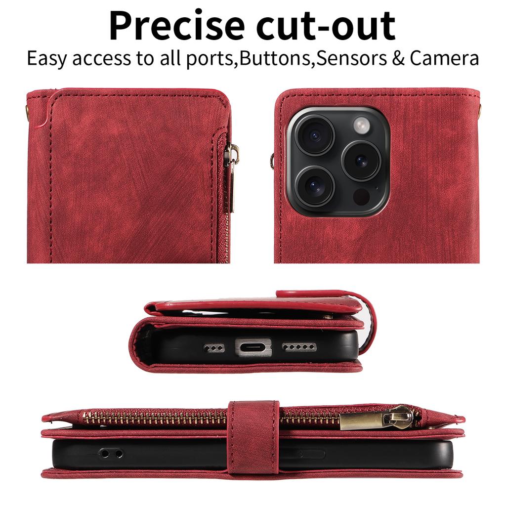 PU Leather Phone Case for IPhone 17Air 17 Pro Max 16 Pro Max 16e 15 14 13 12 11 Pro Max Plus Flip Wallet Style Phone Cover