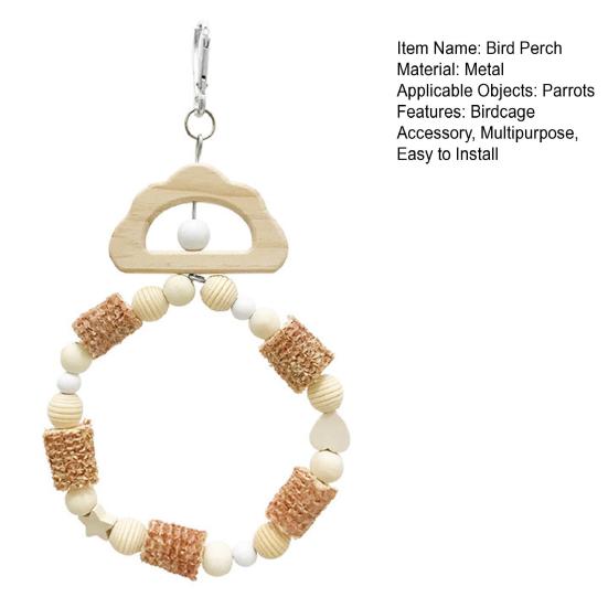 Wooden Parrot Swing Hanging Bird Perch Bird Chew Toy Birdcage Pet Accessory for Cockatiels Lovebirds Budgerigars