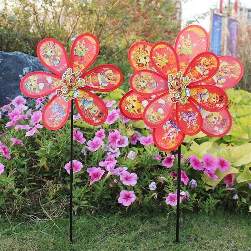 Colorful Cartoon Dragon Wheels Windmill for Children Outdoor Activities and Garden Decoration Kids Windmill Toy Supplies