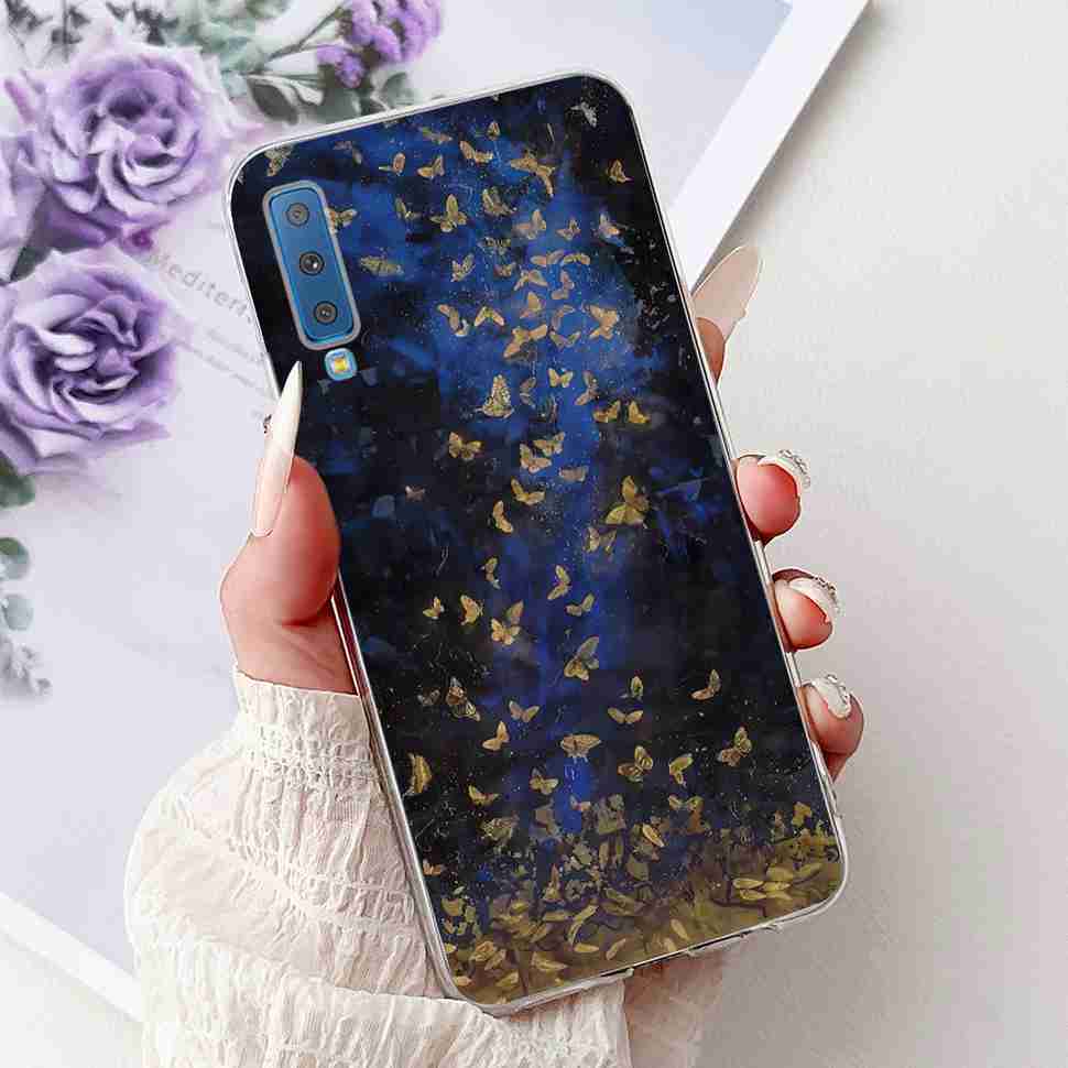 For Samsung Galaxy A7 2018 Case SM-A750F Fashion Colorful Butterfly Soft Silicone Cover For Samsung a7 A7 2018 6.0" Cases Bumper