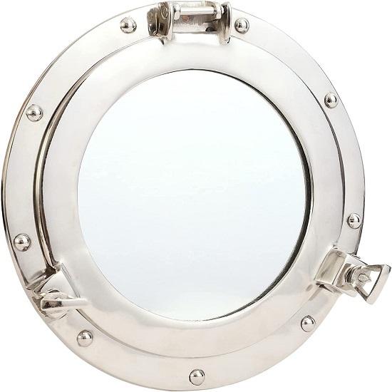 Silver Aluminum Nickel Coated Ship's Porthole Window Maritime Wall Hanging
