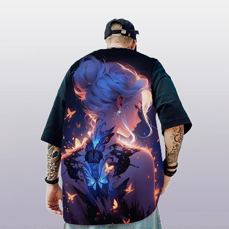 Summer men s casual short sleeved T-shirt 3D cartoon printed top 2XS