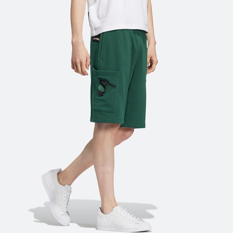 Adidas Originals Pixar Collaboration Embroidered Logo Teddy Bear Drawstring Shorts Men Bottoms Green HD9082