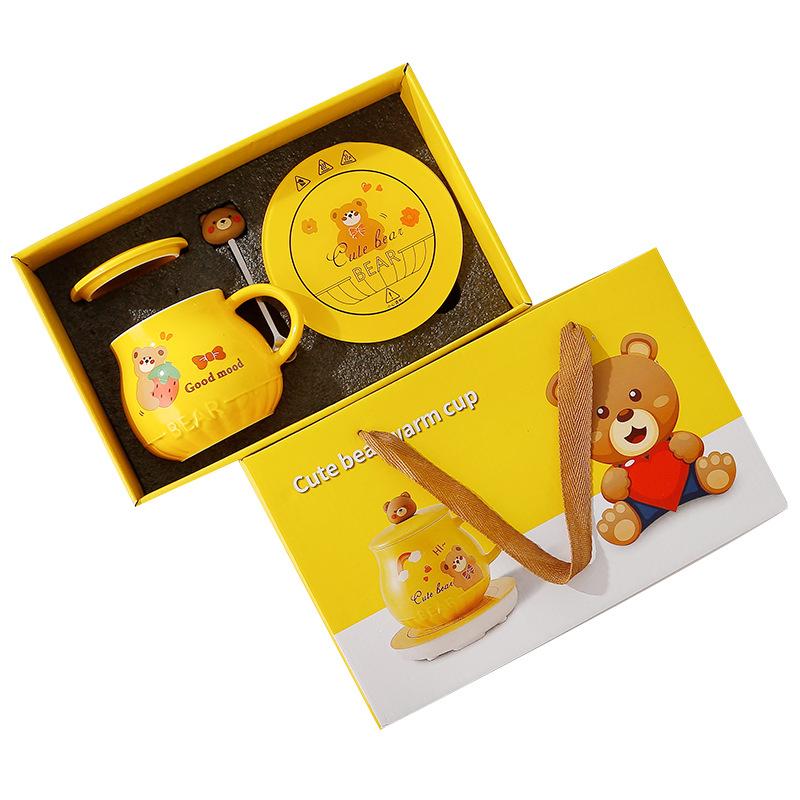 Bär Keramiktasse Warm Thermostatische Tasse Beheizter Untersetzer Isolierte Wassertasse Neues Geschenk Wassertasse Zuhause