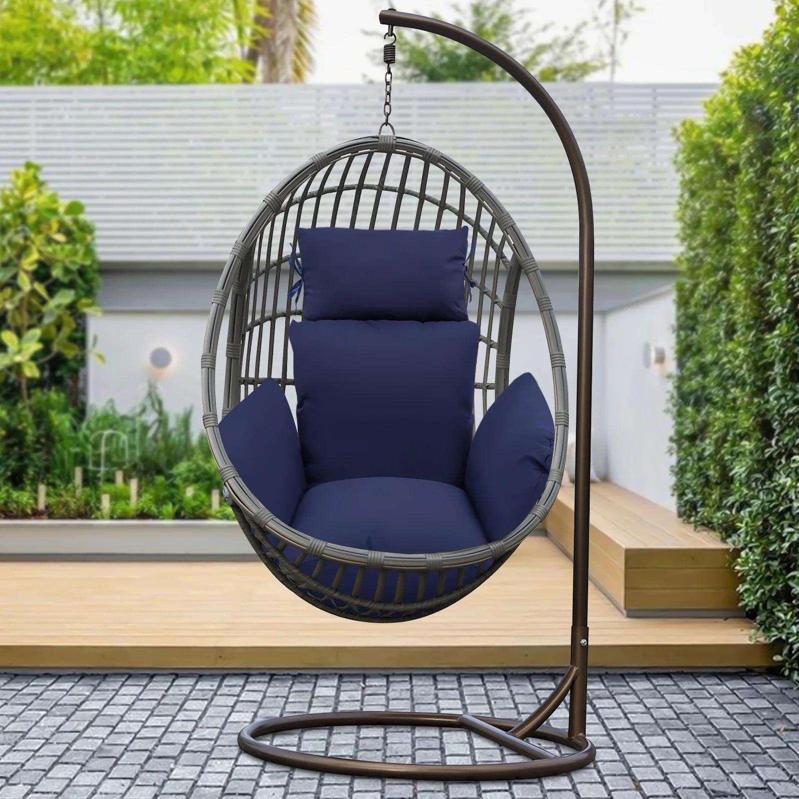 

Bymaocar Navy Blue Elastic Single Cushion Suitable for Swings or Hanging Baskets, Thick & Detachable Seat Cushion with Headrest темно-синий