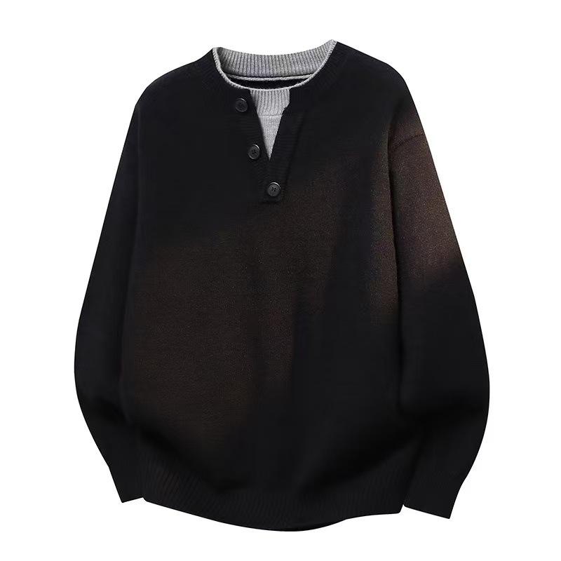 Men s Two-Piece Layered Henley Sweater - Autumn/Winter 2025 Collection XL