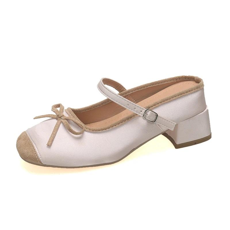 

Fashion Women s Slippers Summer New Fashion High Heels Round Head Bow Bow Buckle Sandals Casual Coarse Heels Slippers Zapatos Mujer 39 розовый