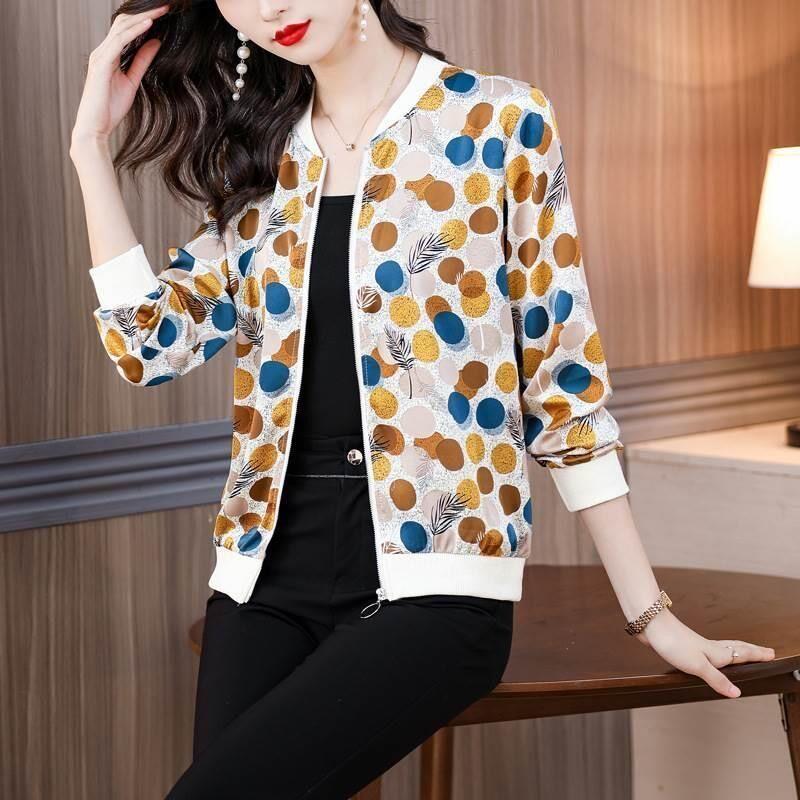 Chiffon Long Sleeve Sun Protection Top Women Summer Thin Casual Jacket Baseball Print Cardigan Coat