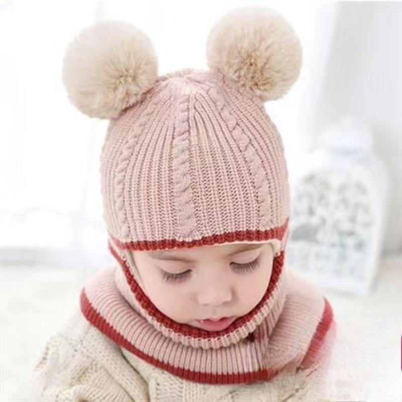 ბავშვის ზამთრის ქუდი პომპომით ბავშვთა ნაქსოვი ქუდები ბავშვის გოგონების და ბიჭების ქუდი თბილი საწმისის უგულებელყოფით ბავშვებისთვის