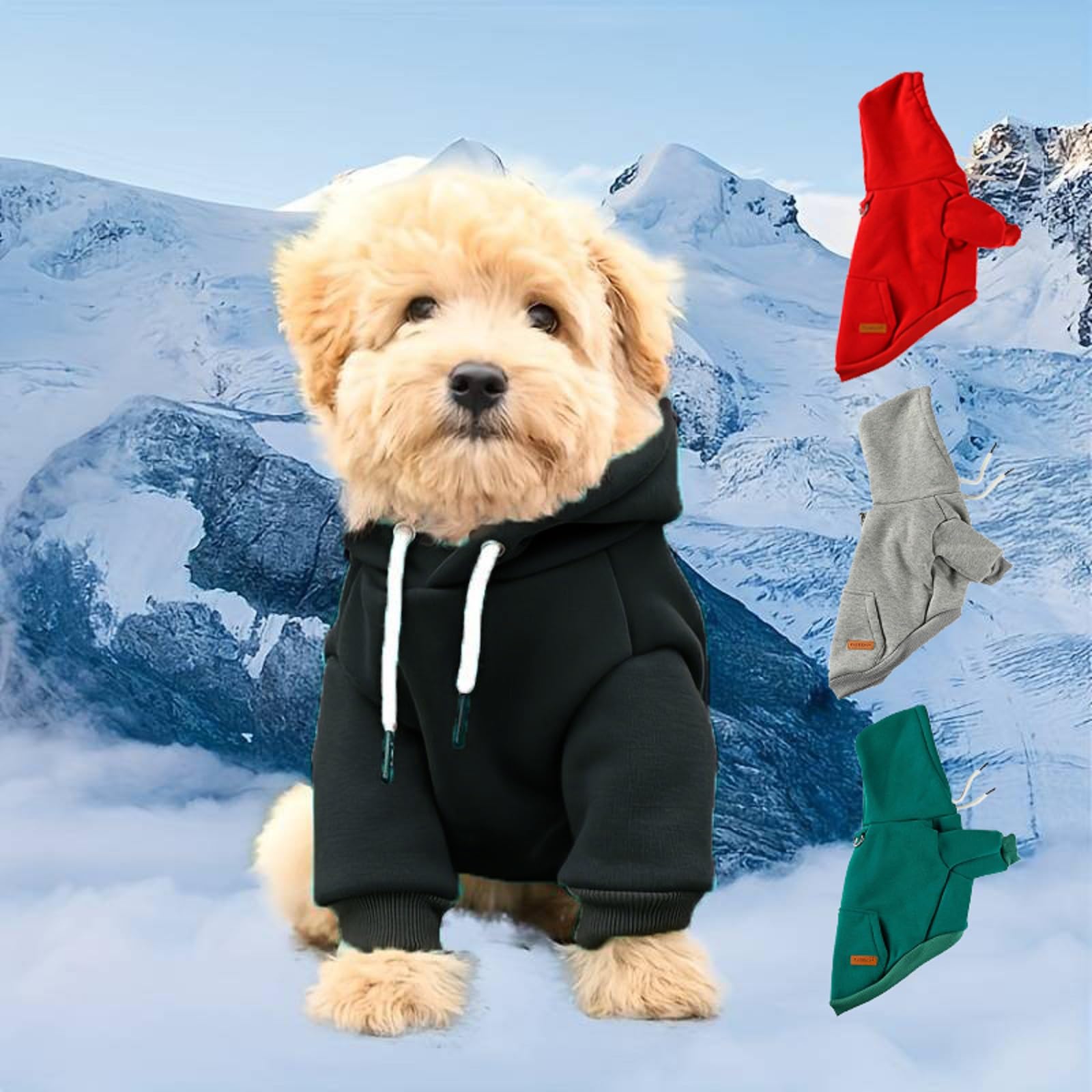 

FUNETO Winter Dog Hoodie with Pockets, Warm Dog Clothes, Pet Wear, Solid Pocket Hoodie for Small Dogs, Chihuahua Coat, Cute and Stylish (XL, Black)