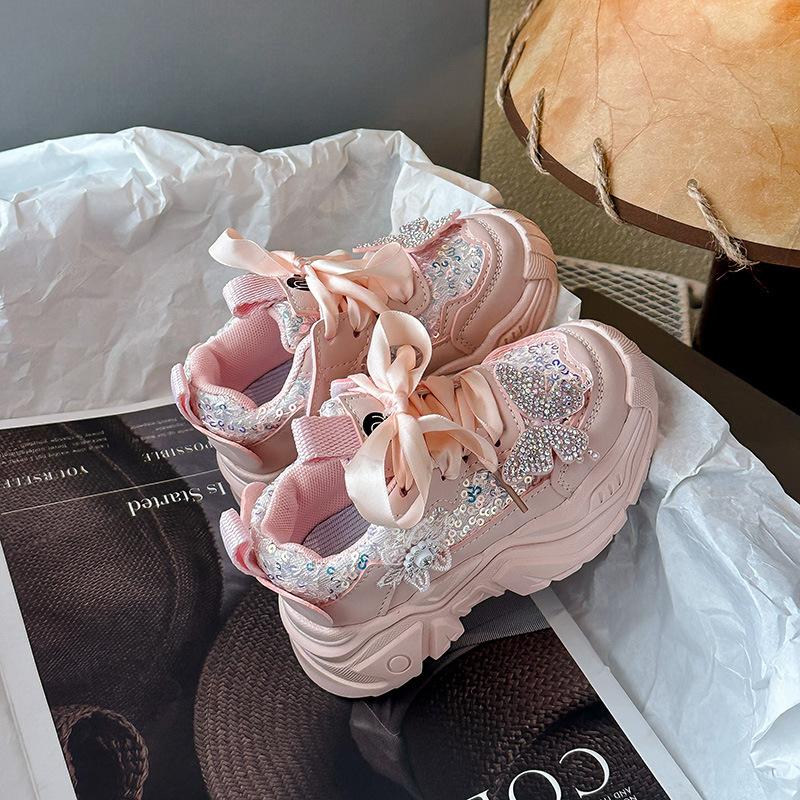 Dámské sportovní boty Jaro a podzim Motýlek Dětské táty boty pro střední a velké děti Prodyšné ležérní boty pro miminka