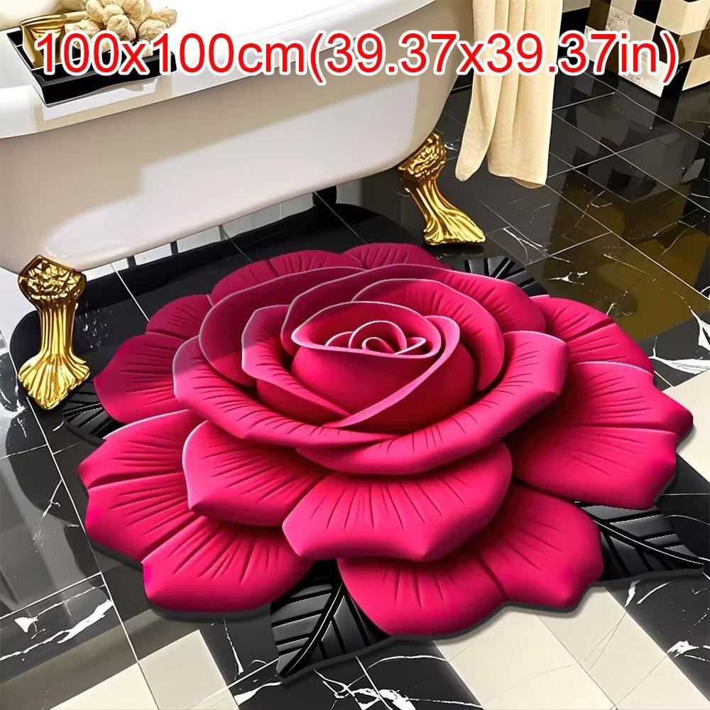 Special-shaped Peony Floor Mat Soft Door Gasket Durable Blanket  for Living Room Tea Table Bedside