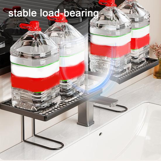 Faucet Holder U-Shaped Large Capacity Design Organizer No Drilling Waterproof Rust-Proof Drainage Rack for Toothbrushes Cups Facial Cleanser