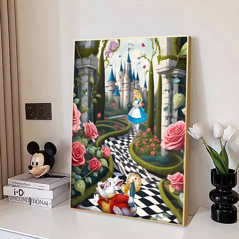 Disney 5D DIY Diamond Painting Iconic Scene Illustrations From Alice In Wonderland Cartoon Full Diamond Mosaic Art Wall Decoration Set
