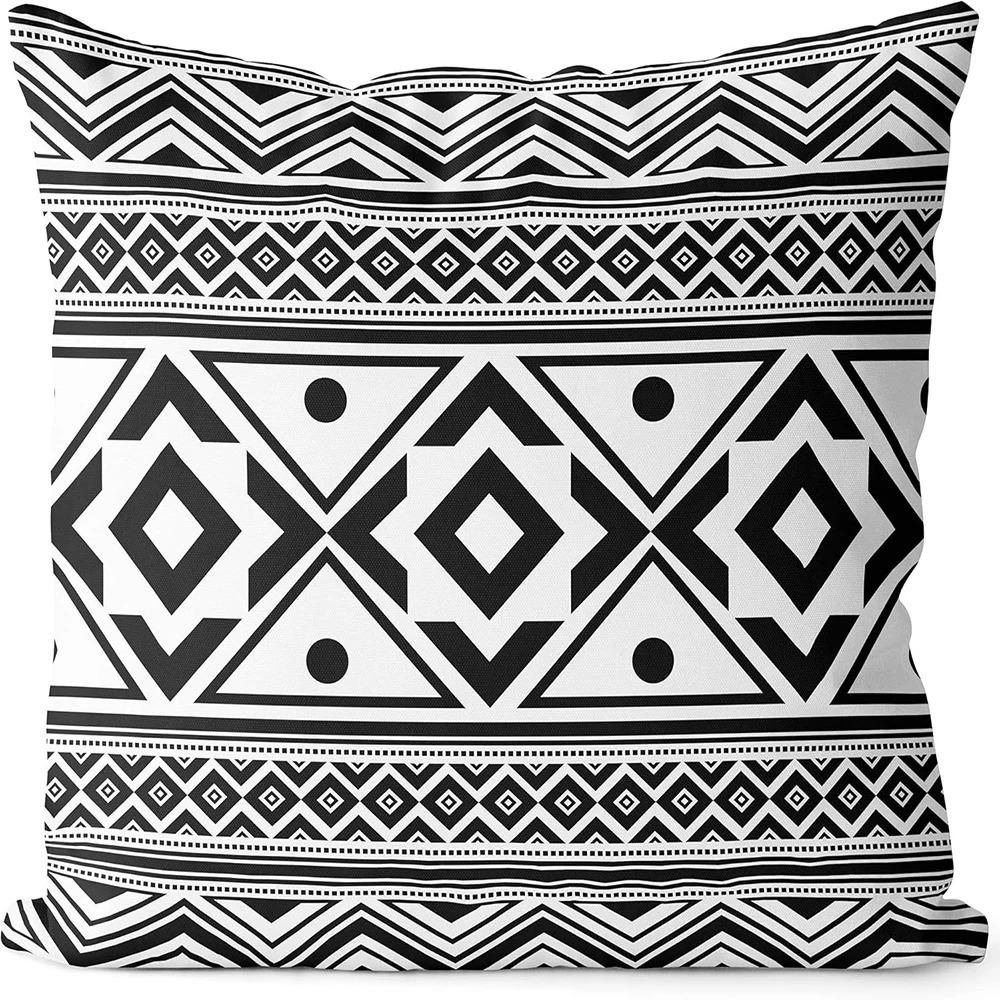 Housses de Coussin à Motifs Géométriques Noir et Blanc Housse de Coussin Adaptée pour Canapé Chambre Voiture