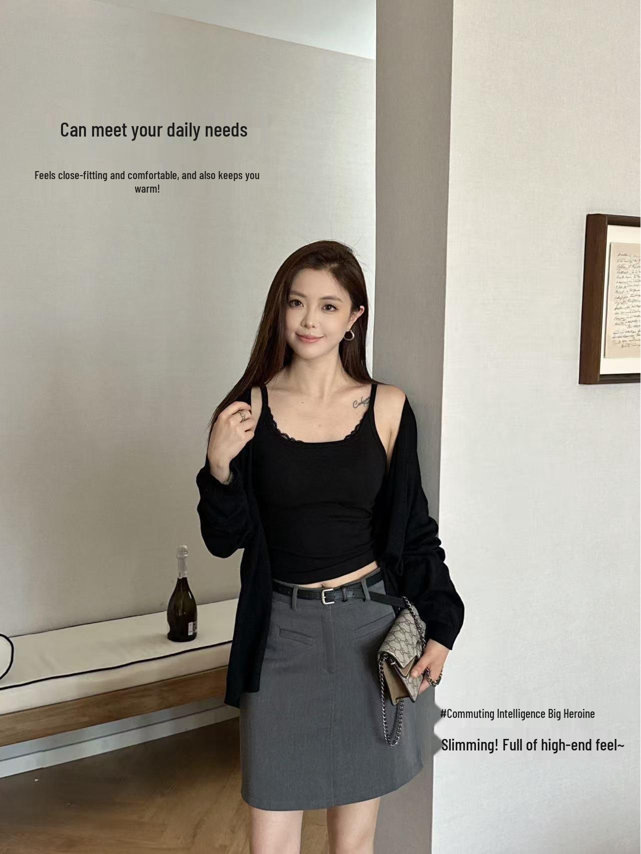 

Oudaisi 8313 Fashion Lace Camisole with Built-in Pads: Autumn/Winter Slimming Pearl Velvet Beautiful Back Top. One Size