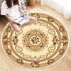 Gilt Classical Round Carpet, Centered Medallion with Symmetric Florals on Ivory Rug Embossed Floor Mat for Grand Parlor Decor