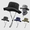 Ice Silk Fishing Hat, Breathable Quick-Drying Fabric Sun Hat with Wide Brim, Detachable Face Guard Adjustable Fit Sun Protection Hat for Outdoor