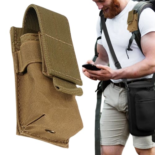 Flashlight Pouch | Flashlight Holder Holster | Elastic Cord Buckle Closure Torch Carry Case Light Nipper Military Fan Flashlight Bag Small Single Tool