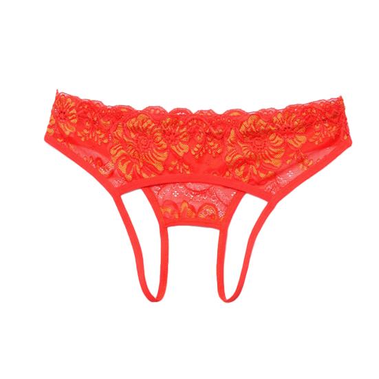 Dámské sexy krajkové spodní prádlo G-String s nízkým pasem, průhledné, rozkrokové tanga kalhotky