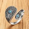 Adjustable Branch Flower Double Turquoise Ladies Ring - Versatile and Stylish Accessory