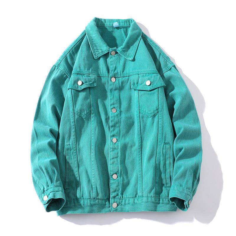 

Осенне-зимняя однотонная свободная джинсовая одежда Мужская джинсовая куртка большого размера Мужская куртка 5XL зелёный