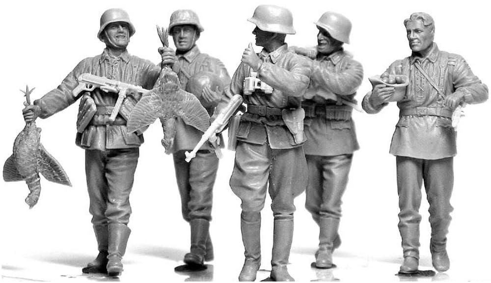 Master Box Deutsche Waffen SS Infanterie 5 Figuren Ostfront Lebensmittelbeschaffung Plastikmodell MB35083 1/35