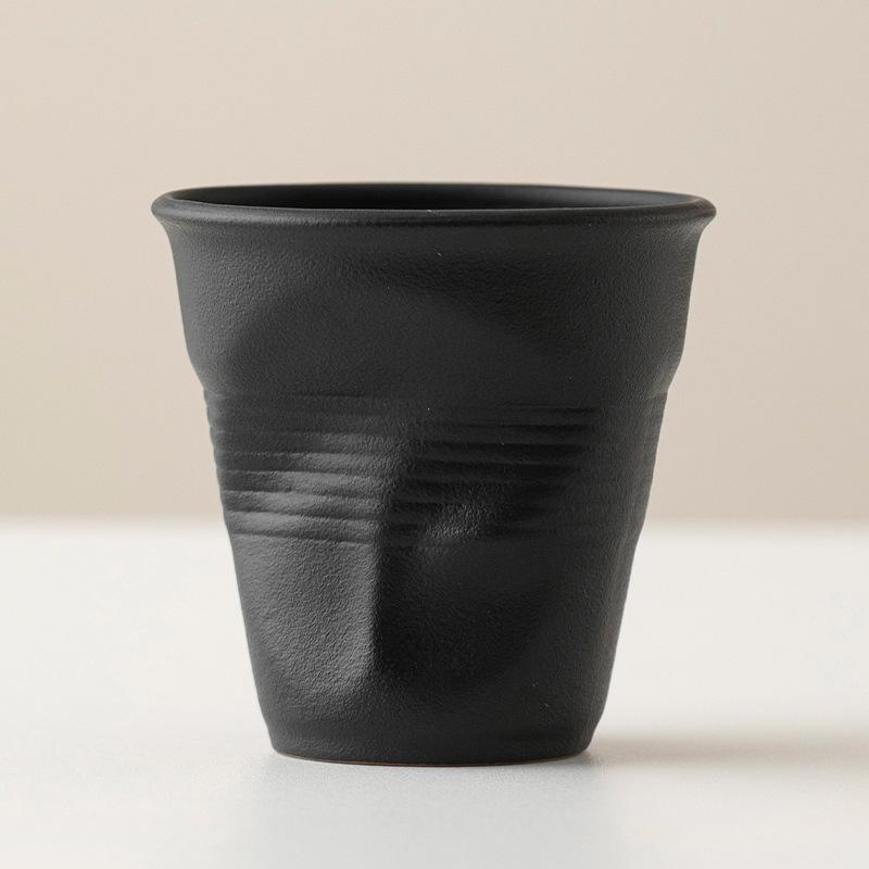 Coarse pottery espresso cup creative ceramic hand pinch pleated cup irregular origami cup retro latte cup teacup