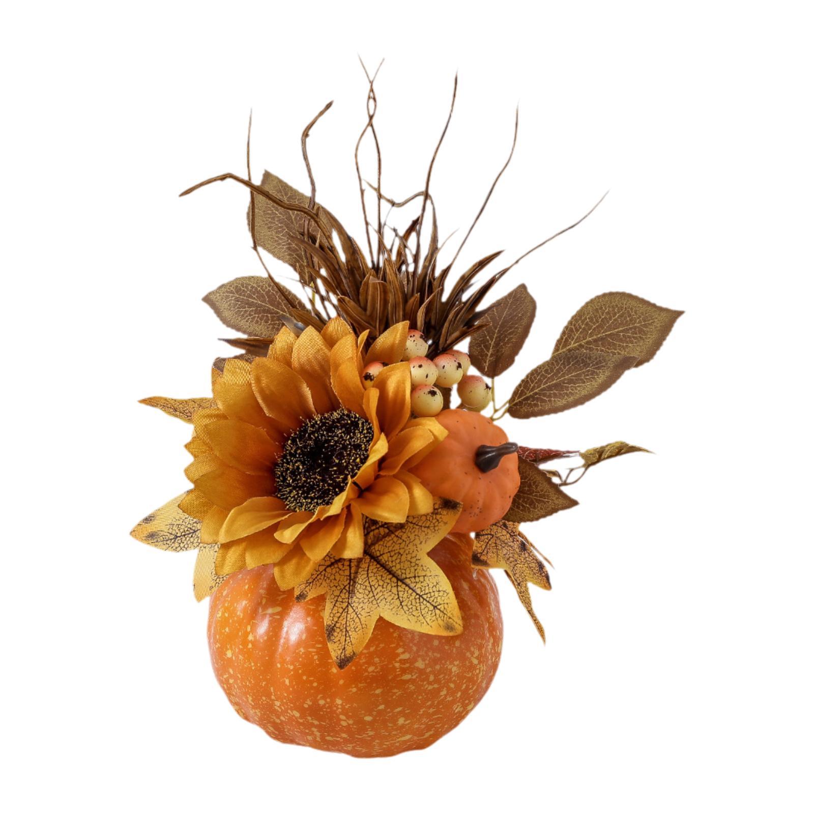 Artificial Pumpkin Flower Photography Props Floral Arrangement Fall Ornament for оранжевый