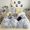 Washed Cotton Bedding Set Solid Color Brushed Bed Sheets Dorm Home