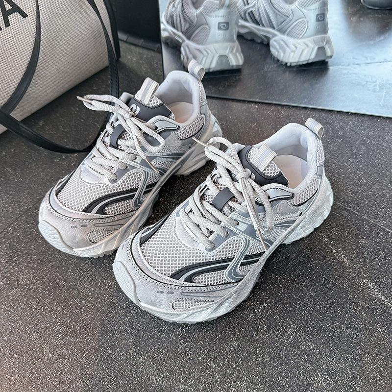 

High version 2025 spring couple Paris breathable platform dad shoes old polish casual versatile sneakers 35 серый