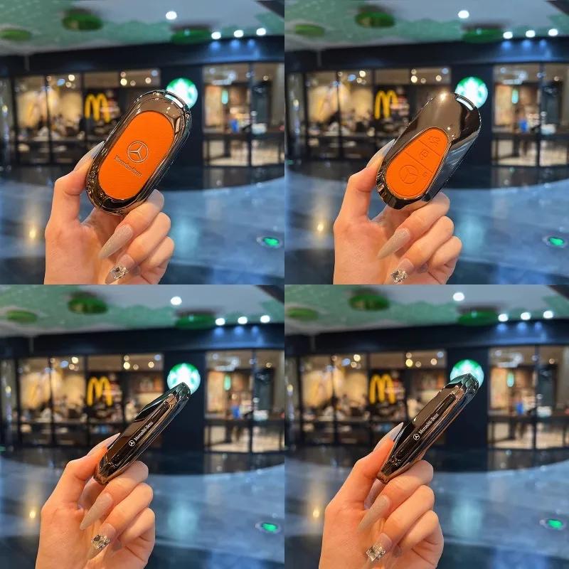 Key Case Cover Car Accessories Fob Protector for Mercedes Benz S400L S450/S500 MaybachS480 Keychain Holder Keyring Shell qi1