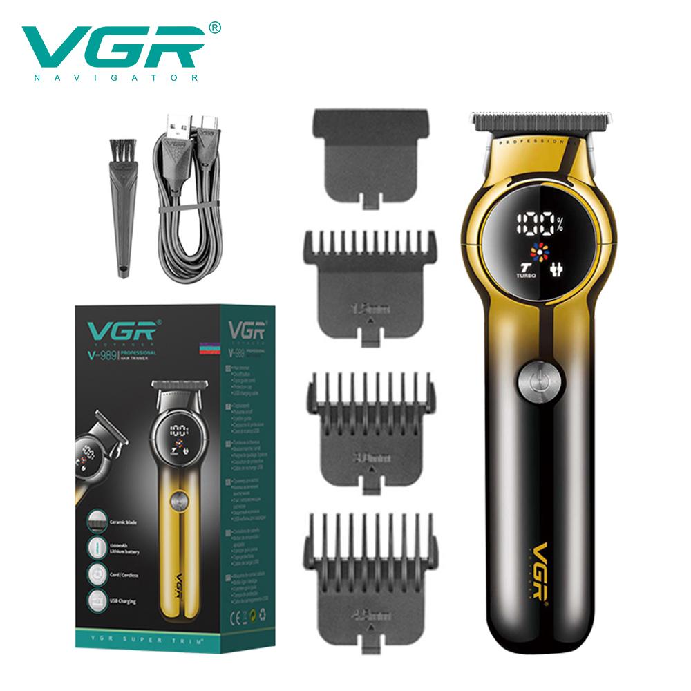 

VGR Men s Oil Head Clipper Hair Clipper Gradient Color Body Hair Trimmer USB charging With LED Intelligent Digital Display Home shaver Haircut V-989 чёрный