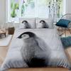 Penguin Duvet Cover Set Antarctic Animals Bedding Set For Kids Boys Girls Cartoon Style King Size Winter Theme Comforter Cover