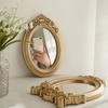 Rustic French Style Carving Frame Table Mirror Gold Mirror Tray Home Decorative Mirror Bedroom Table Makeup Mirror