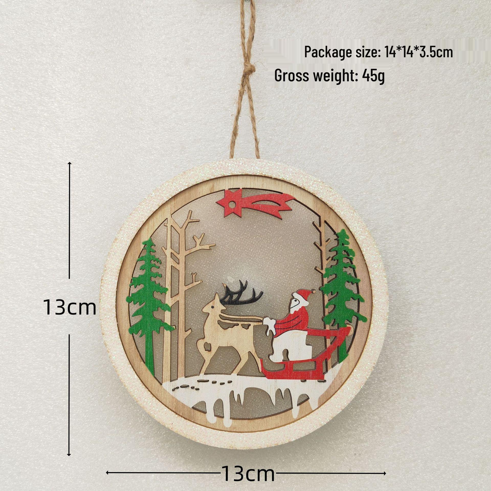 

Christmas Tree Lights & Wooden Pendants - Elk & Santa Claus Decor