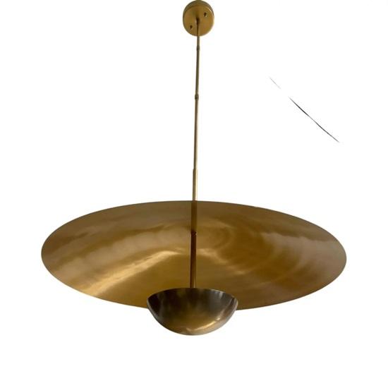 Brass Dish Pendant Light Modern Hanging Ceiling Lamp for Living Room, Dining Room, Kitchen Gold Dome Light Fixture for Home Décor