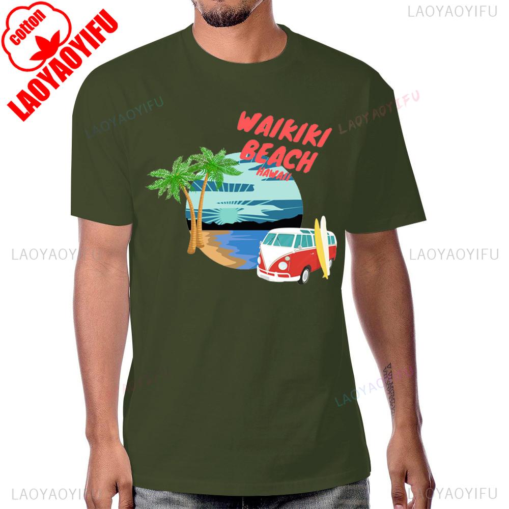 Summer Style OAHU HAWAII Beach Tshirt Casual Cotton Short Sleeve Streetwear Man Tshirt Harajuku Hip Hop Breathe Comfort Tees