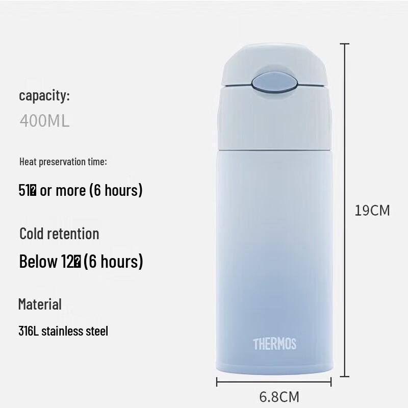 Thermos 400ML Macaron Blue Stainless Steel Straw Insulated Tumbler