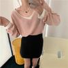 Fake two V-neck knitted sweater bottoming sweater autumn and winter new loose and lazy inner with gentle pullover sweater women