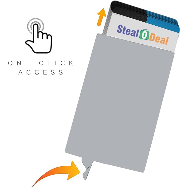 Stealodeal Silver Automatic Pop-Up Rfid Protection Cards Case Card Holder